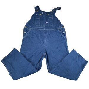Big Smith Men's Denim‎ Bib Overalls 44x30 Blue Jean Workwear Pants Zip Fly Heavy